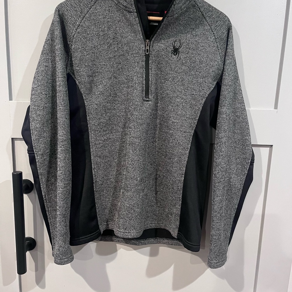 SPYDER Mens Size M Black Pullover Quarter Zip Mock Neck Sweater